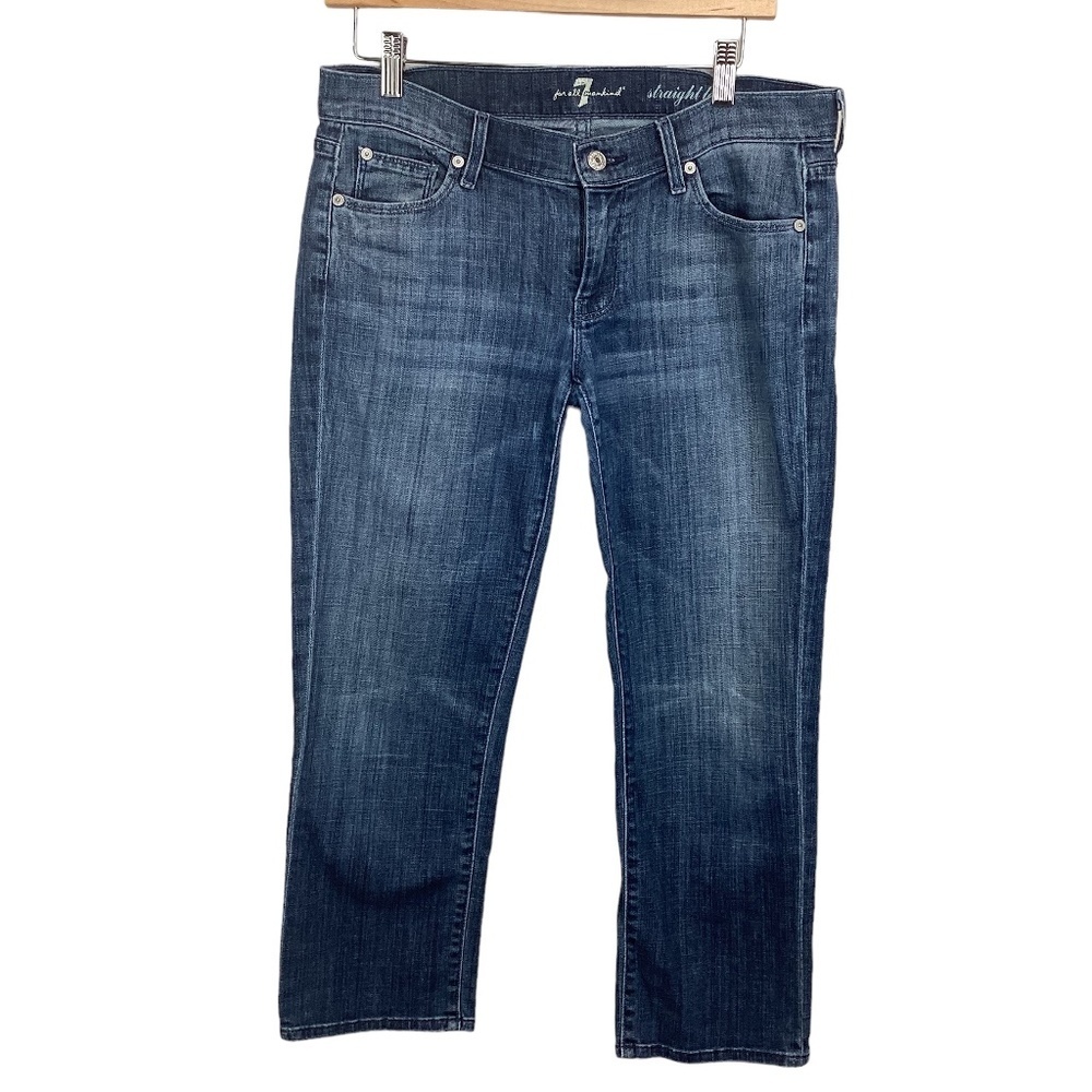 7 For All Mankind Straight‎ Leg Cropped Denim Jeans Size 30 Low Rise
